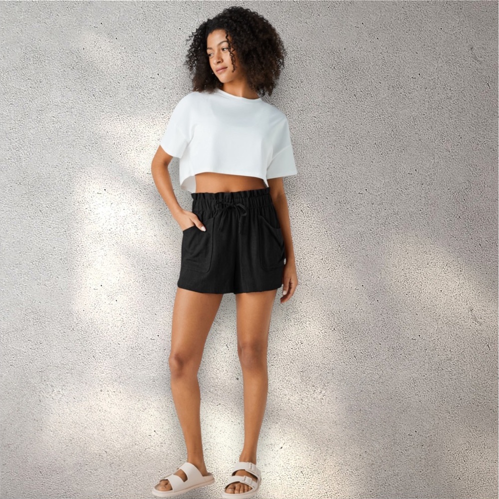 Paper Bag Waist Drawstring Multiple Pockets Curve… - image 1